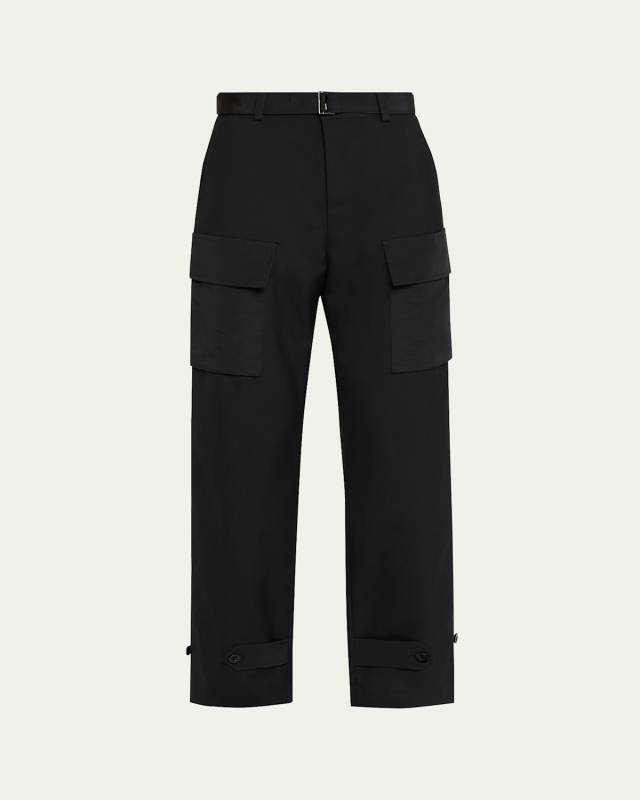 Belted Straight-Leg Ankle Cargo Trousers